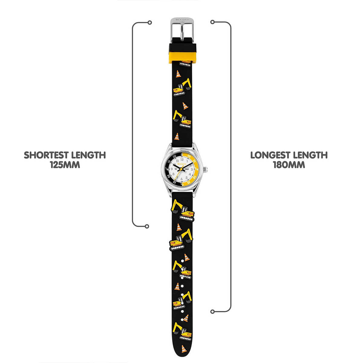 Tikkers Time Teacher 3D Digger Black Silicone Strap Watch - TK0213