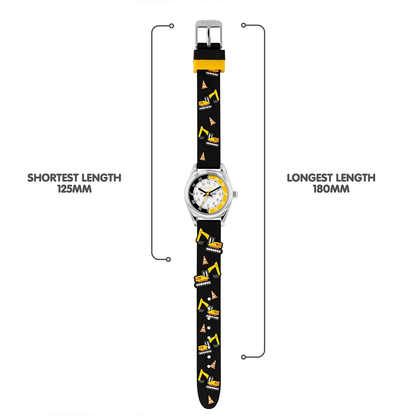 Tikkers Time Teacher 3D Digger Black Silicone Strap Watch - TK0213