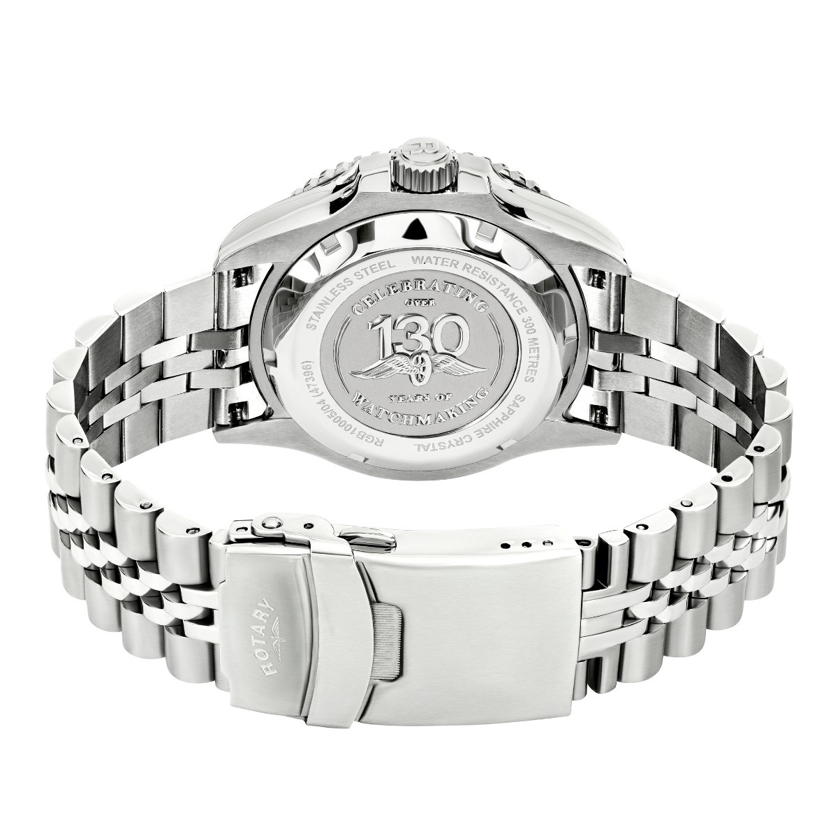 Rotary Men's Seamatic GMT 300M Water Resistance Blue Dial Stainless Steel Bracelet Watch - RGB10005/04