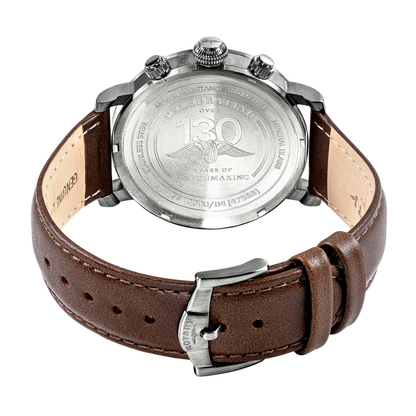 Rotary Men's Heritage Pilot 100M Water Resistance Stainless Steel Brown Leather Strap Watch - RGS10000/04