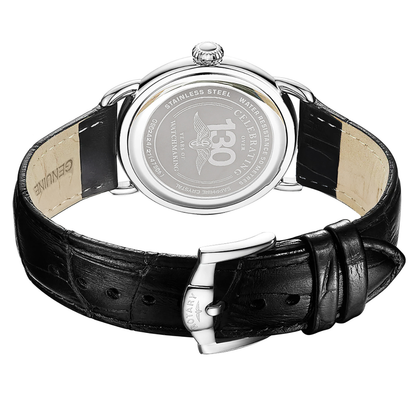 Rotary Men's Heritage Sherlock Stainlesss Steel Black Leather Strap Watch - GS02424/21