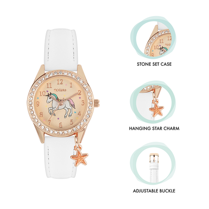 Tikkers Girls White PU Strap Unicorn Watch, necklace and purse set ATK1063 - ATK1063