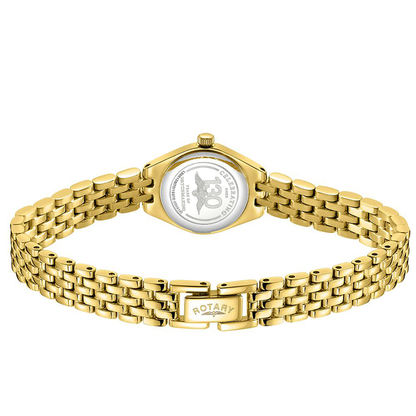 Rotary Ladies Cocktail Silver White Dial Gold Plated Stainless Steel Bracelet Watch - LB05128/70