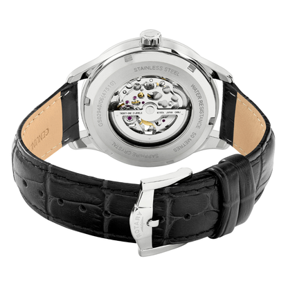 Rotary Men's GreenwichStainless steel Black Leather Strap Watch - GS02940/06