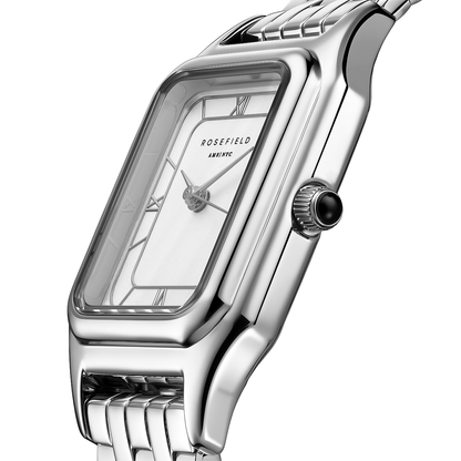 Rosefield Ivy White Silver Roman numbers Steel Strap Silver - OCWSSS-OC02