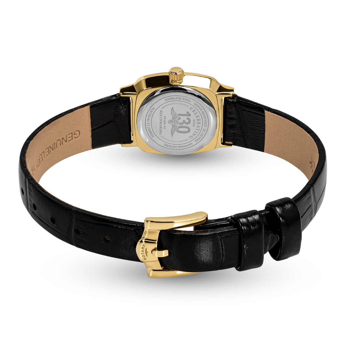 Rotary Ladies Heritage Astoria Mother Of Pearl Gold Plated Black Leather Strap Watch - RLS10046/41