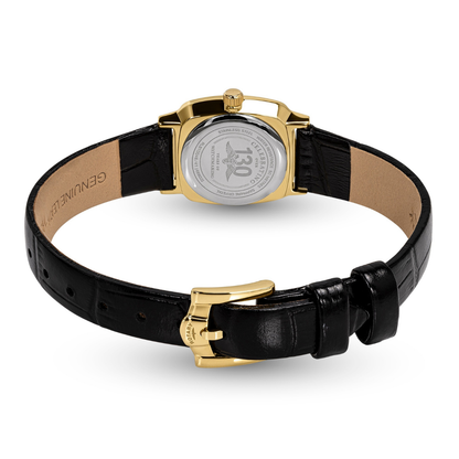 Rotary Ladies Heritage Astoria Mother Of Pearl Gold Plated Black Leather Strap Watch - RLS10046/41