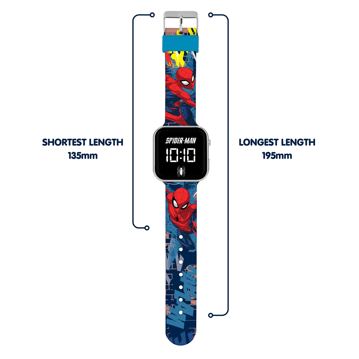 Spiderman LED Display Watch with Silicone Character Strap for Kids - SPD7101