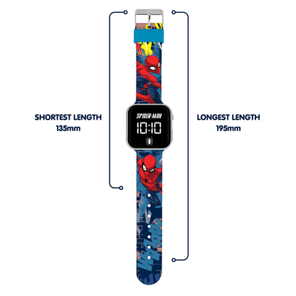 Spiderman LED Display Watch with Silicone Character Strap for Kids - SPD7101