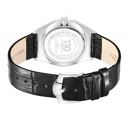 Rotary Men's Ultra SlimStainless Steel Black Leather Strap Watch - GS08010/01