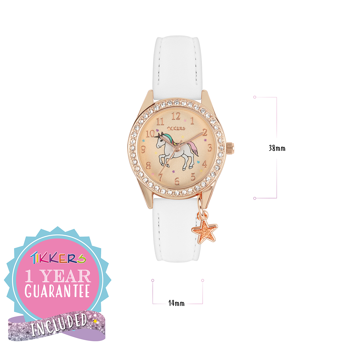 Tikkers Girls White PU Strap Unicorn Watch, necklace and purse set ATK1063 - ATK1063