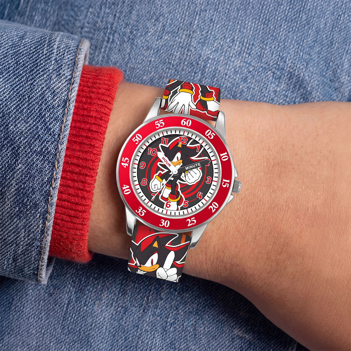 Shadow the Hedgehog Time Teacher Dial Quartz Watch with Silicone Strap for Kids - SNC9060M