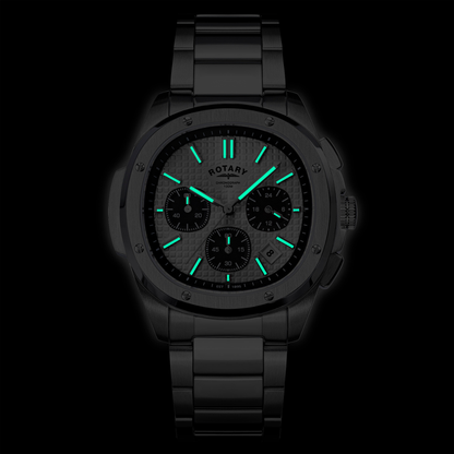 Rotary Mens Apex 100 Chronograph Silver Dial Stainless Steel Bracelet Watch - RGB10031/07