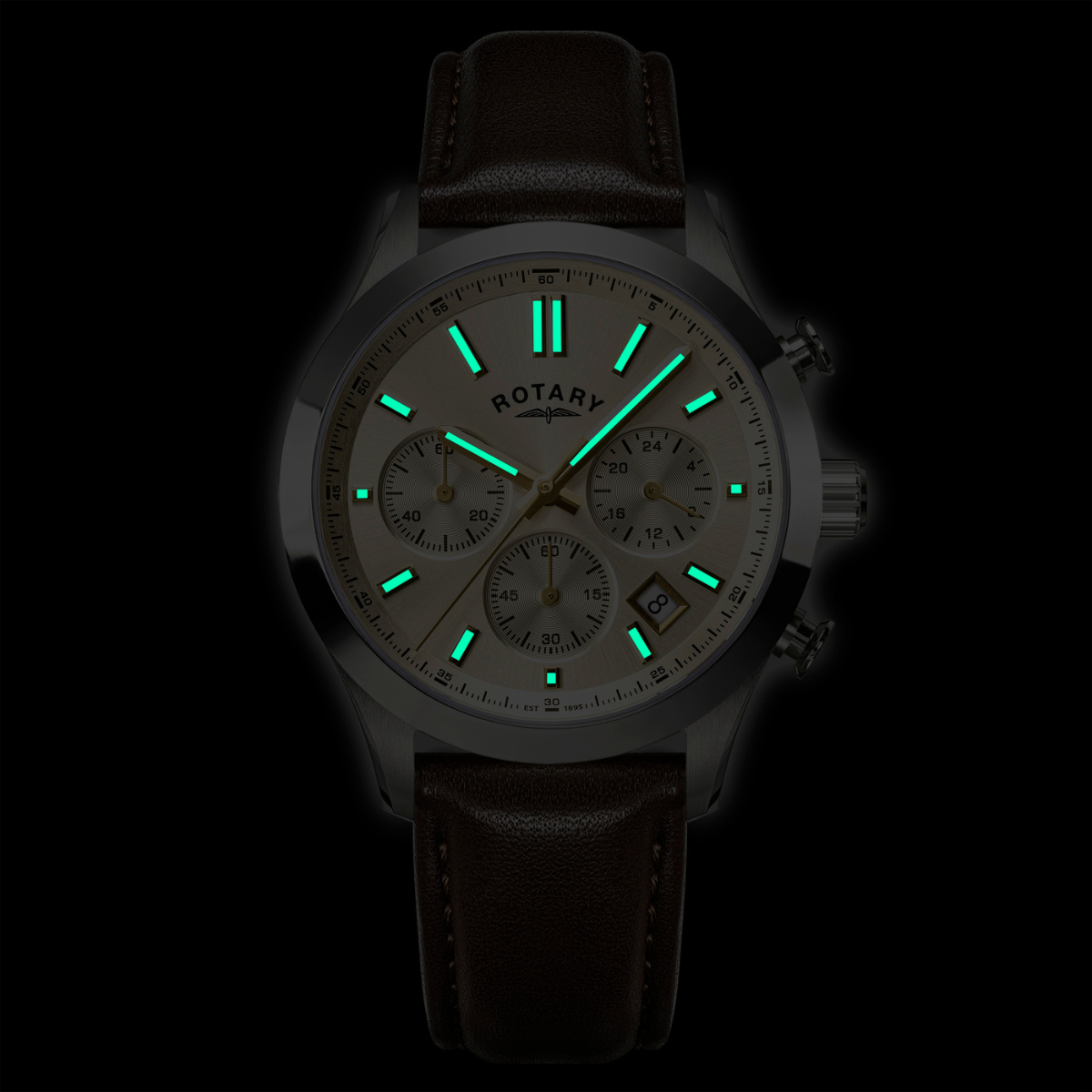 Rotary Men's Heritage Chronograph Stainless Steel Brown Leather Strap Watch - RGS10071/03