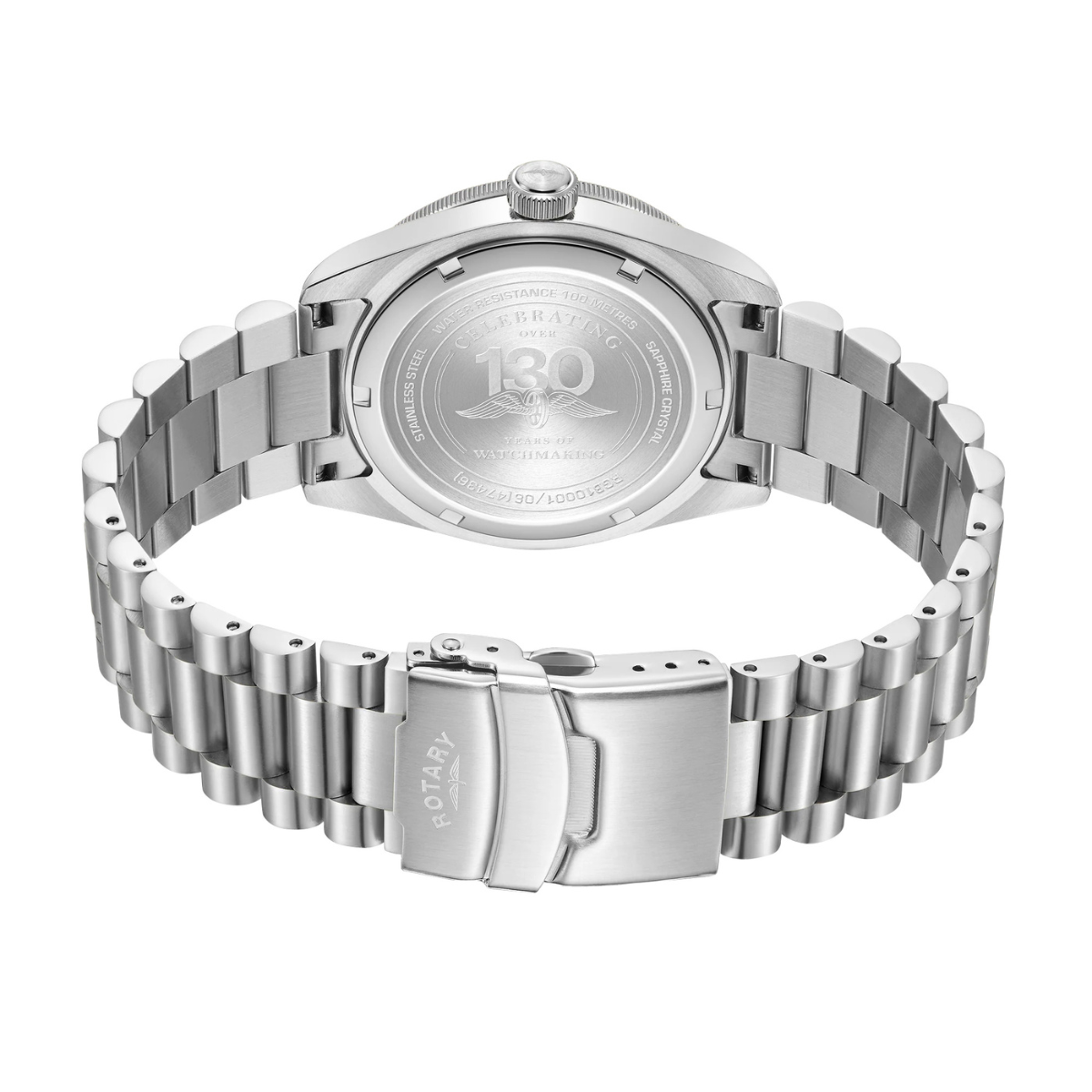 Rotary Men's Apex 10 Black Bezel Stainless Steel Bracelet Watch - RGB10001/06