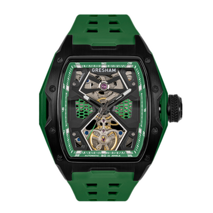 Gresham GI Special Edition Stainless Steel Tonnaeu Case Black and Green Watch - G1-0001-GRN
