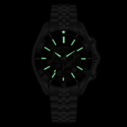 Rotary Men's Apex 100 Chronograph 100M Water Resistance Green Dial Stainless Steel Bracelet Watch - RGB10013/24