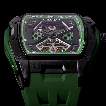 Gresham GI Special Edition Stainless Steel Tonnaeu Case Black and Green Watch - G1-0001-GRN