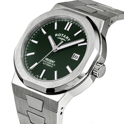 Rotary Men's Regent Automatic 100M Water Reistance Green Dial Stainless Steel Bracelet Watch - GB05410/24
