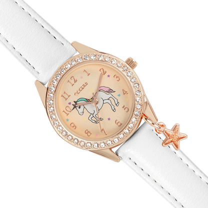 Tikkers Girls White PU Strap Unicorn Watch, necklace and purse set ATK1063 - ATK1063