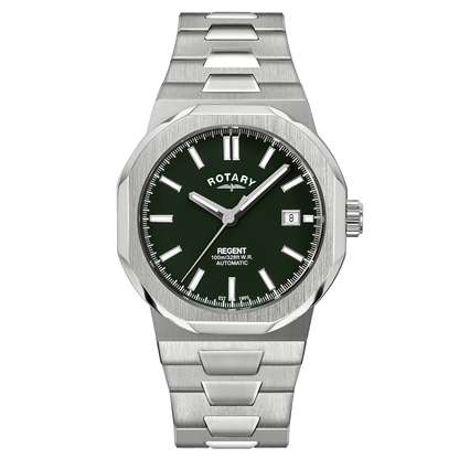 Rotary Men's Regent Automatic 100M Water Reistance Green Dial Stainless Steel Bracelet Watch - GB05410/24