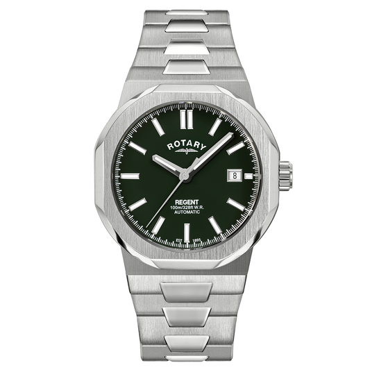 Rotary Men's Regent Automatic 100M Water Reistance Green Dial Stainless Steel Bracelet Watch - GB05410/24