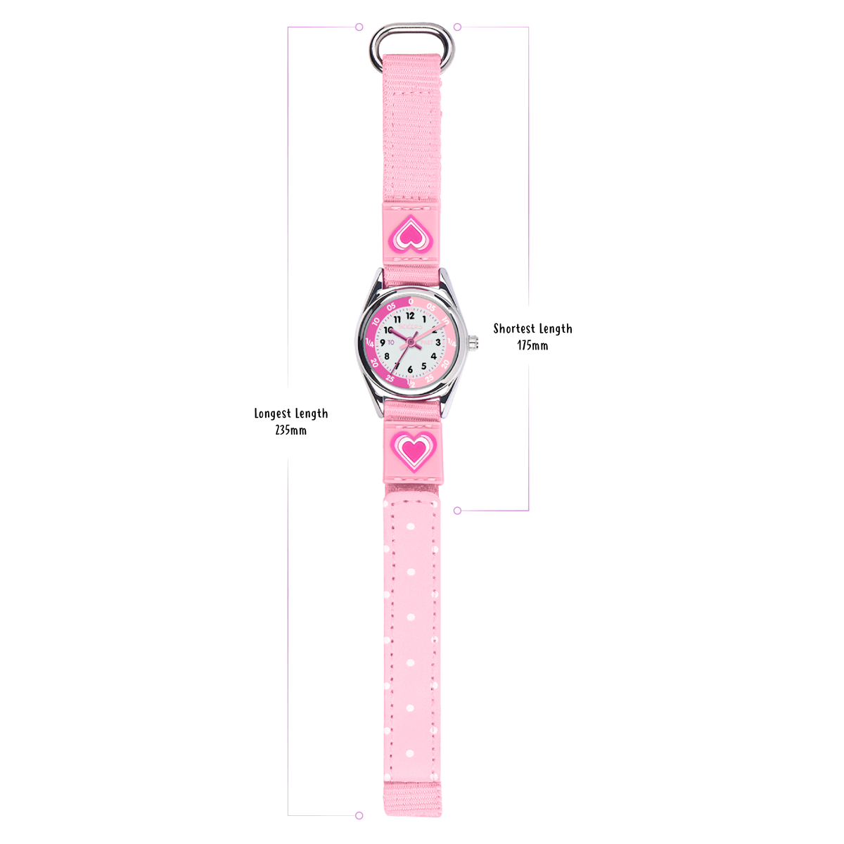 Tikkers Girls Pink Canvas Rip Strap Heart Watch, Purse, & Bracelet Set - ATK1031
