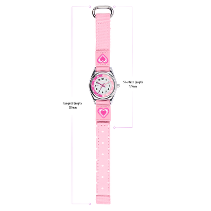 Tikkers Girls Pink Canvas Rip Strap Heart Watch, Purse, & Bracelet Set - ATK1031