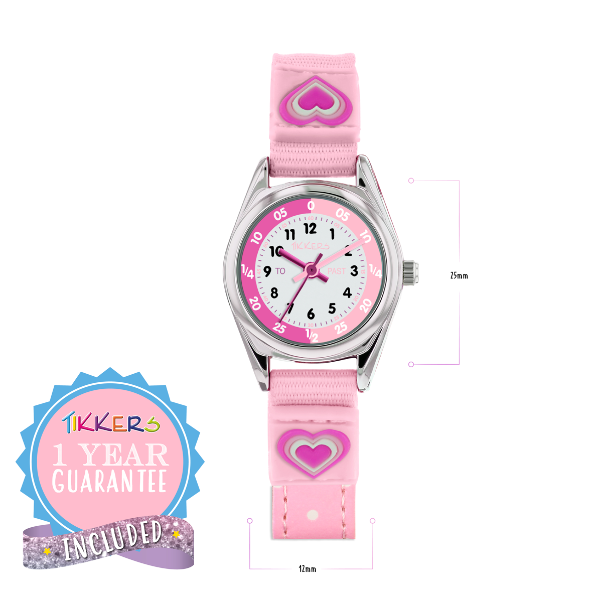 Tikkers Girls Pink Canvas Rip Strap Heart Watch, Purse, & Bracelet Set - ATK1031