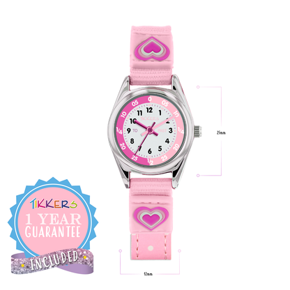 Tikkers Girls Pink Canvas Rip Strap Heart Watch, Purse, & Bracelet Set - ATK1031