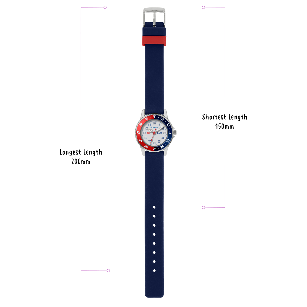 Tikkers Boys Navy Silicone Strap Time Teacher Watch - ATK1040