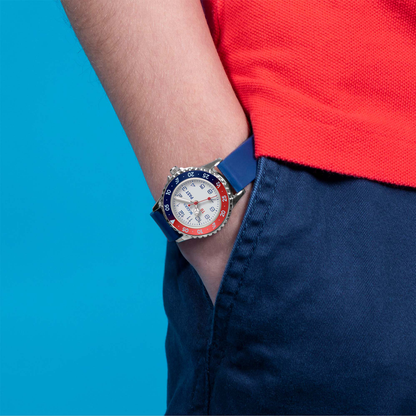 Tikkers Boys Navy Silicone Strap Time Teacher Watch - ATK1040