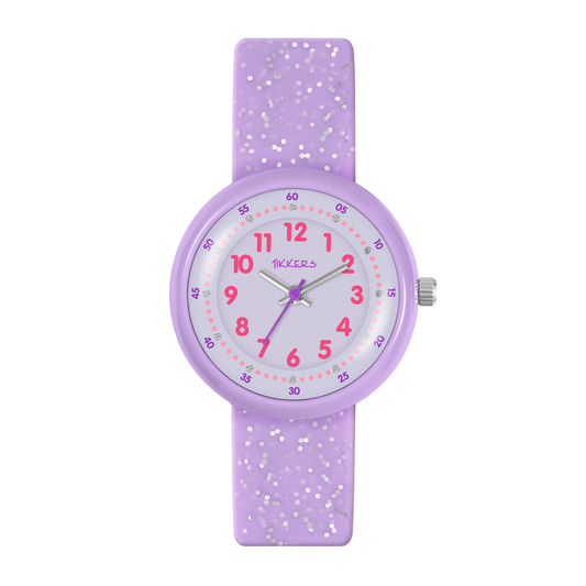 Tikkers Purple Glitter Strap Watch - ATK1102