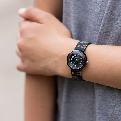 Tikkers Black Printed Gamer Strap Watch - ATK1103
