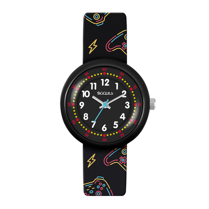 Tikkers Black Printed Gamer Strap Watch - ATK1103