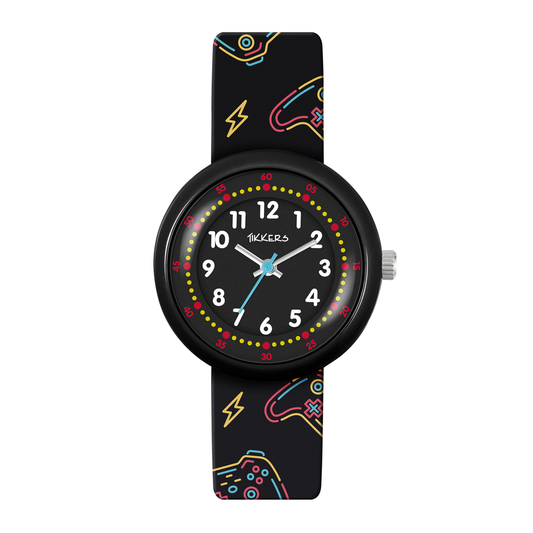 Tikkers Black Printed Gamer Strap Watch - ATK1103