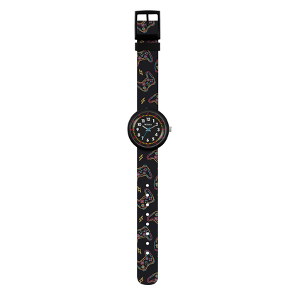 Tikkers Black Printed Gamer Strap Watch - ATK1103