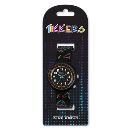 Tikkers Black Printed Gamer Strap Watch - ATK1103