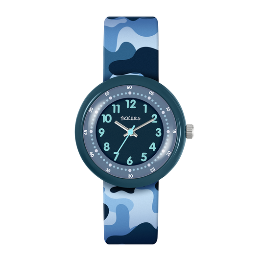Tikkers Blue Camo Strap Time Teacher Watch - ATK1104