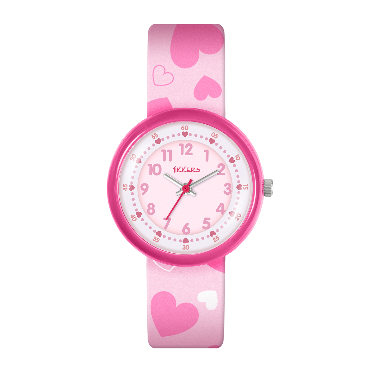 Tikkers Pink Heart Strap Time Teacher Watch - ATK1105