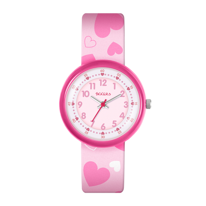 Tikkers Pink Heart Strap Time Teacher Watch - ATK1105