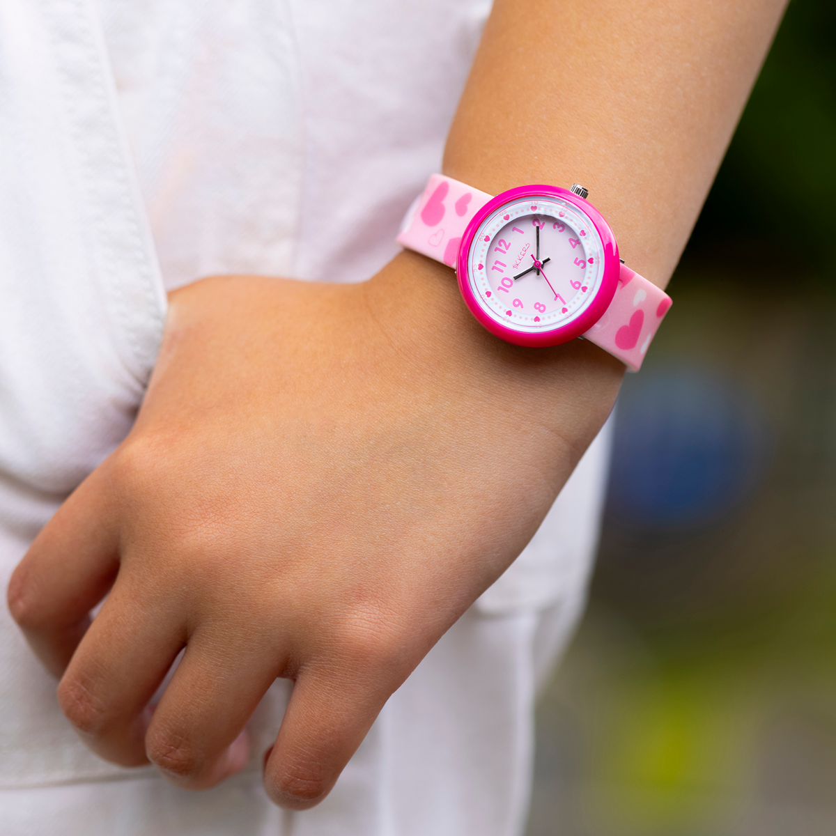 Tikkers Pink Heart Strap Time Teacher Watch - ATK1105