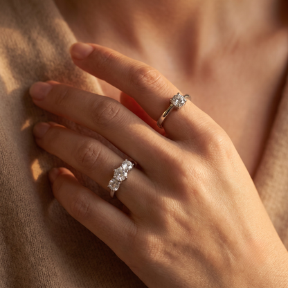 Liu Jo Crystal Silver Rings Pair