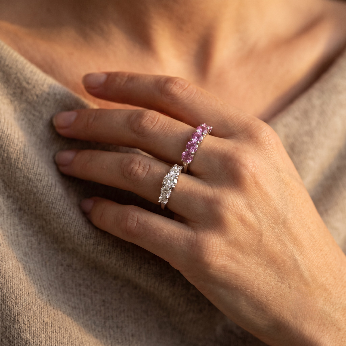 Liu Jo Fede Silver Rings Pair (Rose + White)