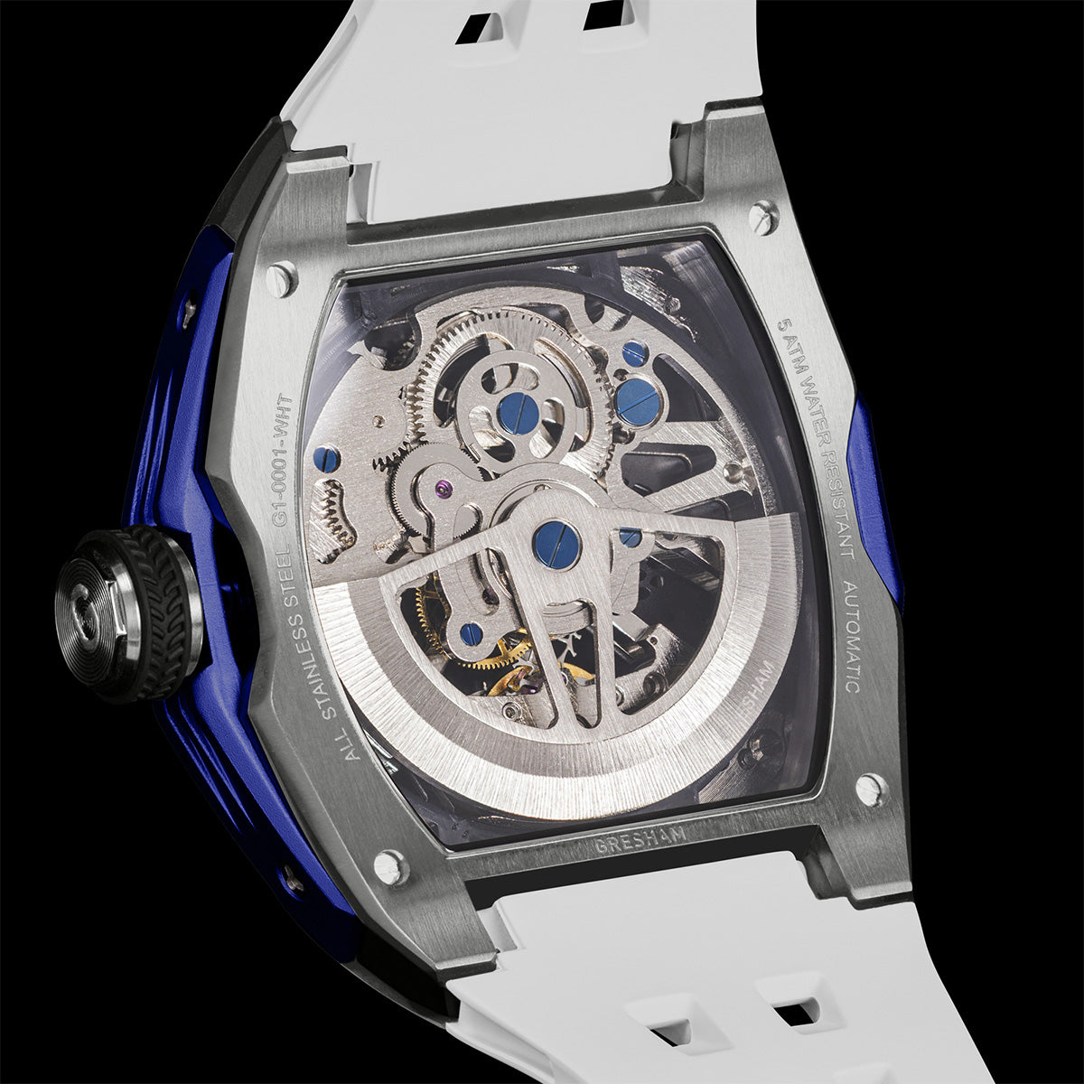 Gresham GI Special Edition Stainless Steel Tonnaeu Case White and Blue Watch - G1-0001-WHT