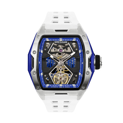 Gresham GI Special Edition Stainless Steel Tonnaeu Case White and Blue Watch - G1-0001-WHT