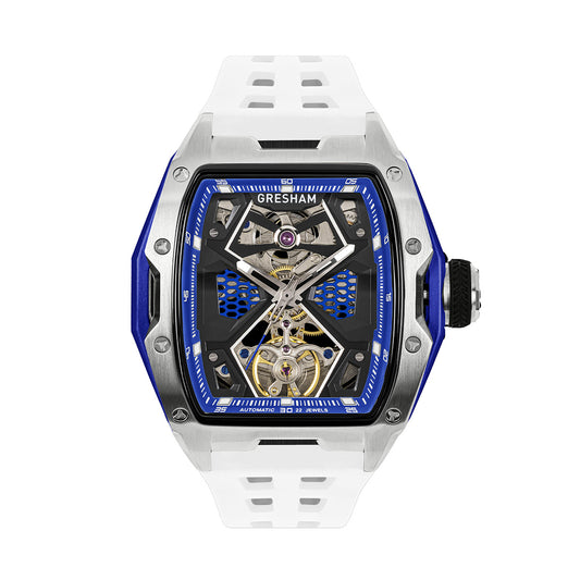Gresham GI Special Edition Stainless Steel Tonnaeu Case White and Blue Watch - G1-0001-WHT