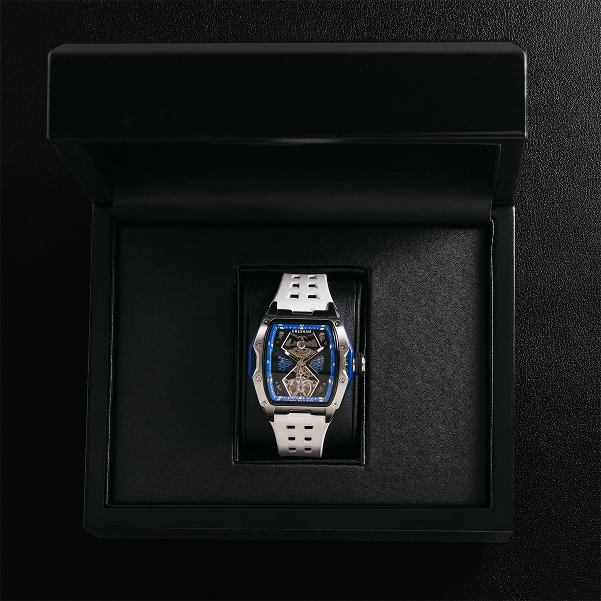 Gresham GI Special Edition Stainless Steel Tonnaeu Case White and Blue Watch - G1-0001-WHT