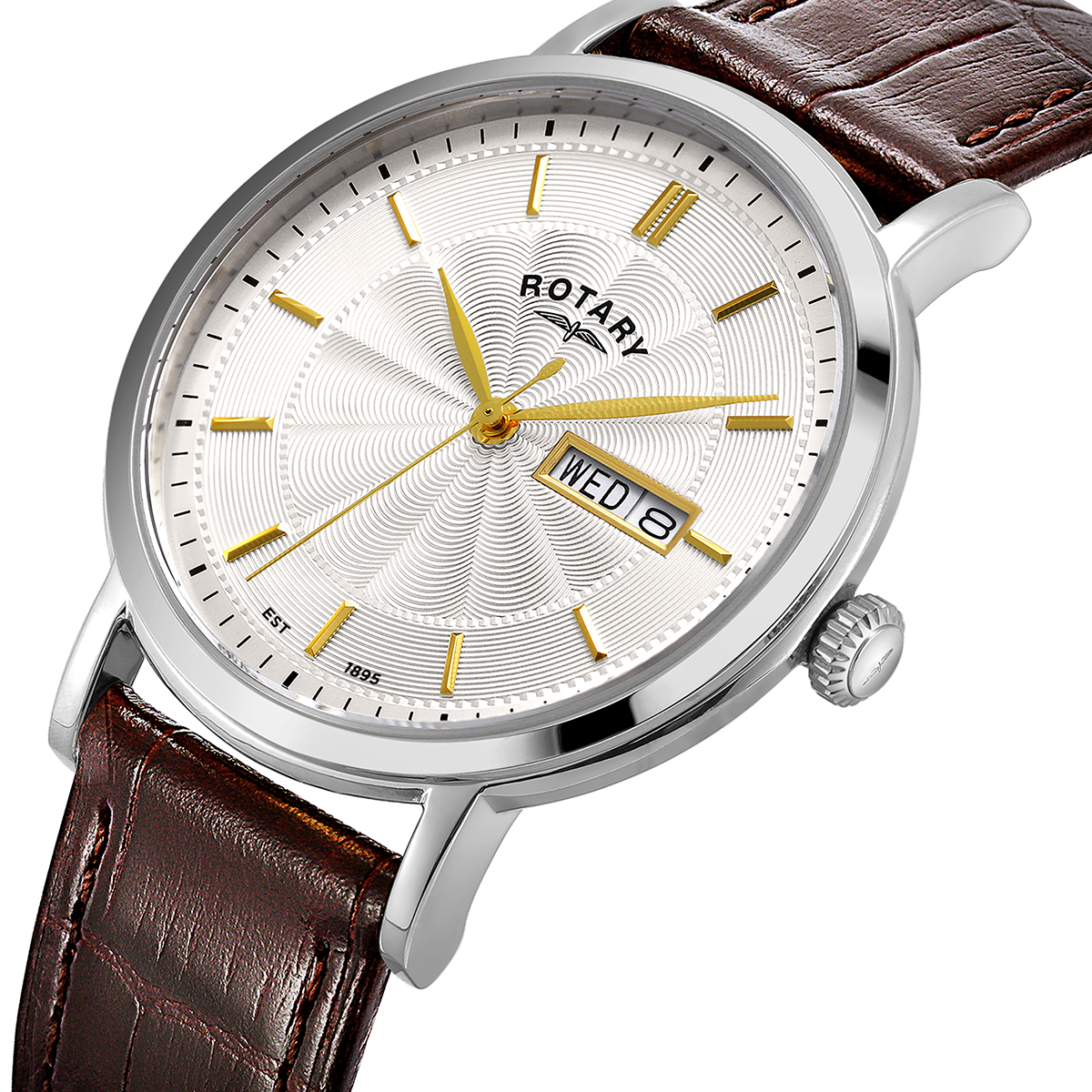 Rotary Men's Heritage Stainless Steel Brown Leather Strap Watch - GS05420/02
