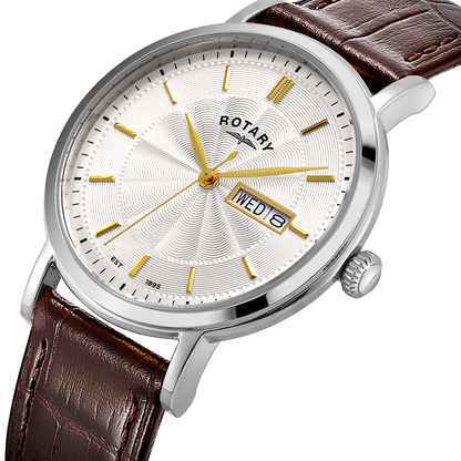 Rotary Men's Heritage Stainless Steel Brown Leather Strap Watch - GS05420/02